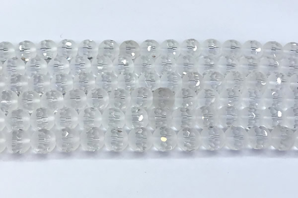 CCC641 15 inches 8mm faceted round white crystal beads