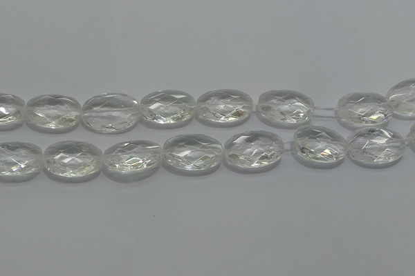 CCC805 15.5 inches 18*25mm faceted oval natural white crystal beads