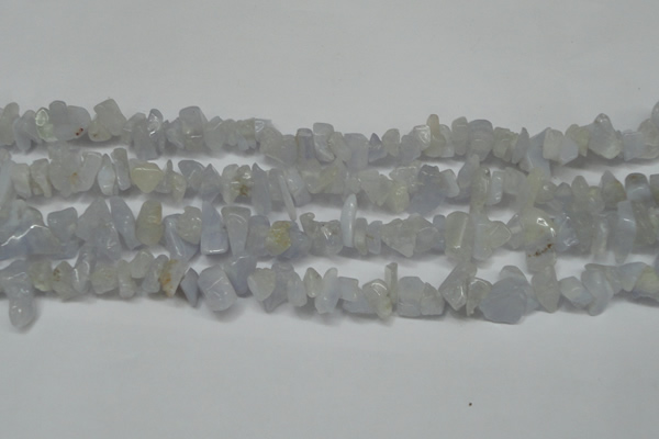 CCH218 34 inches 5*8mm blue chalcedony chips gemstone beads wholesale
