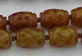 CCJ324 15.5 inches 12*16mm - 13*18mm carved drum China jade beads