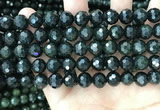CCJ345 15.5 inches 10mm faceted round dark green jade beads