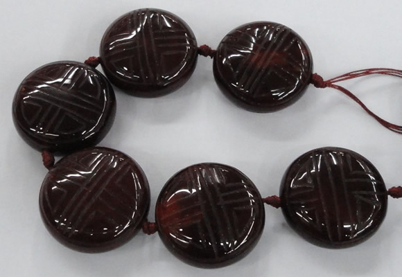 CCJ362 40mm carved coin China jade beads wholesale