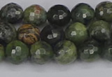 CCJ422 15.5 inches 8mm faceted round dendritic green jade beads