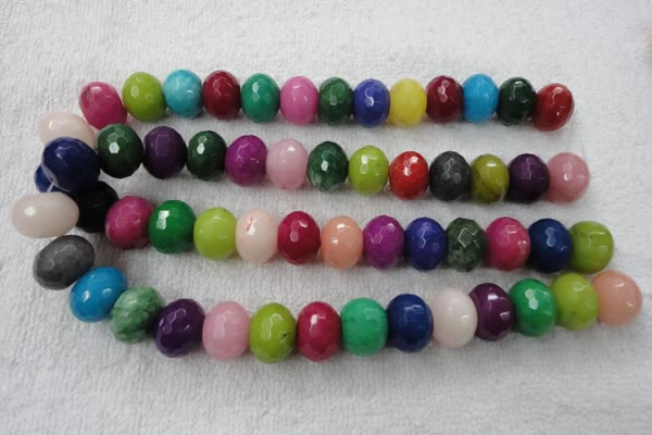 CCN1011 15.5 inches 8*12mm faceted rondelle multi colored candy jade beads