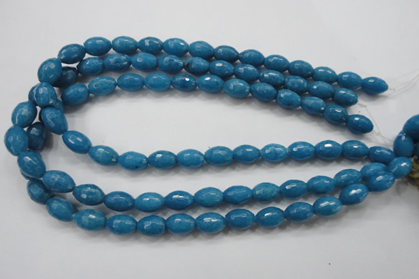 CCN1493 15.5 inches 10*14mm faceted rice candy jade beads wholesale