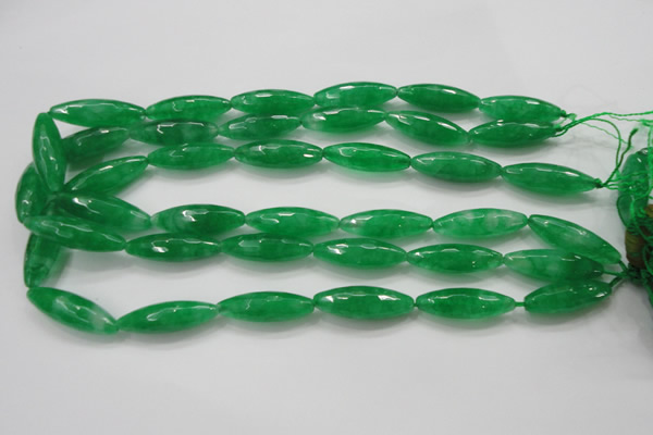 CCN1670 15.5 inches 10*30mm faceted rice candy jade beads wholesale