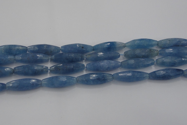 CCN1720 15.5 inches 10*30mm faceted rice candy jade beads