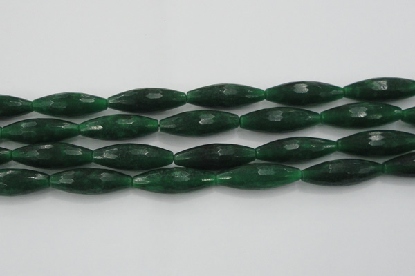 CCN1721 15.5 inches 10*30mm faceted rice candy jade beads
