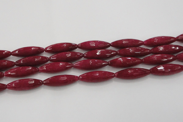 CCN1722 15.5 inches 10*30mm faceted rice candy jade beads
