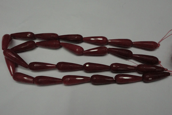 CCN2166 15.5 inches 10*30mm faceted teardrop candy jade beads