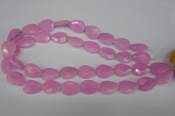 CCN2190 15.5 inches 15*20mm faceted flat teardrop candy jade beads