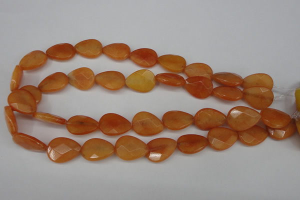 CCN2193 15.5 inches 15*20mm faceted flat teardrop candy jade beads