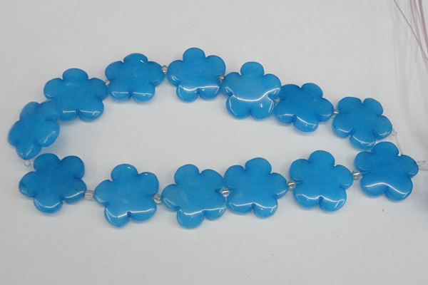 CCN2358 15.5 inches 30mm carved flower candy jade beads wholesale