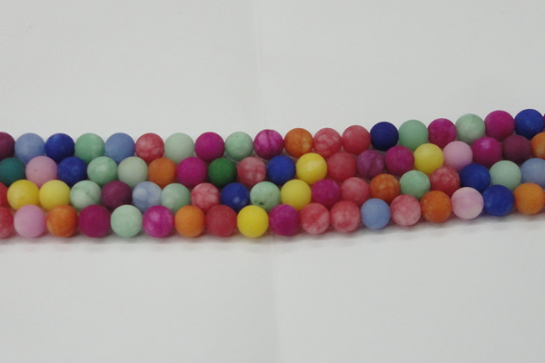 CCN2554 15.5 inches 10mm round mixed color matte candy jade beads