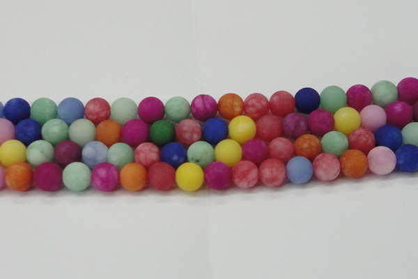 CCN2556 15.5 inches 14mm round mixed color matte candy jade beads