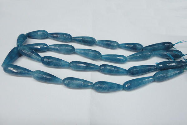 CCN2887 15.5 inches 10*30mm faceted teardrop candy jade beads