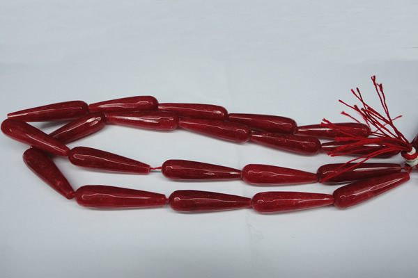 CCN2891 15.5 inches 10*40mm faceted teardrop candy jade beads