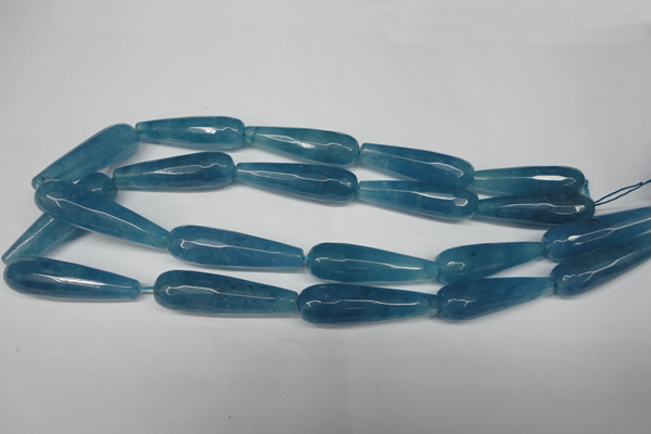 CCN2894 15.5 inches 10*40mm faceted teardrop candy jade beads