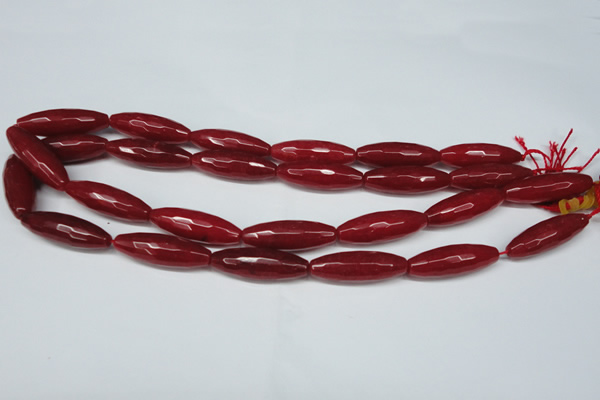 CCN2912 15.5 inches 10*30mm faceted rice candy jade beads