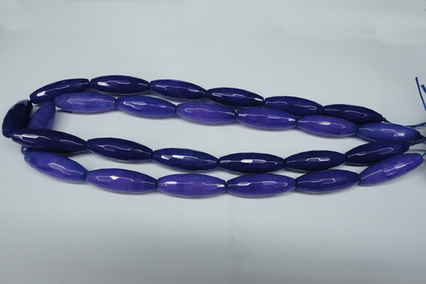 CCN2914 15.5 inches 10*30mm faceted rice candy jade beads