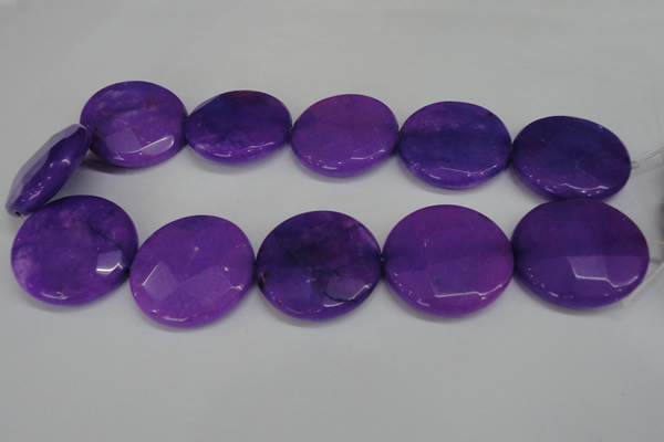 CCN306 15.5 inches 35mm faceted coin candy jade beads wholesale