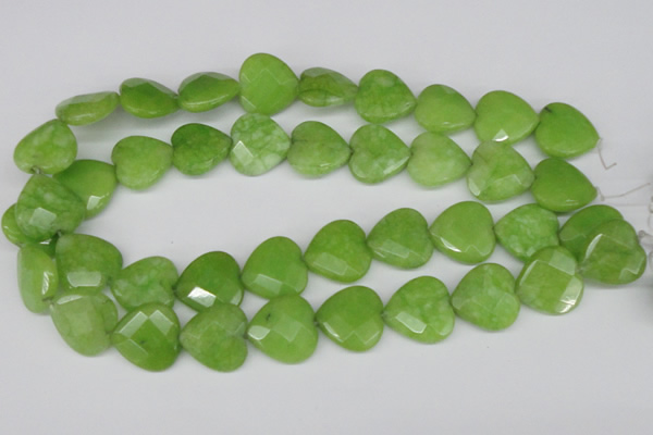 CCN360 15.5 inches 20*20mm faceted heart candy jade beads wholesale