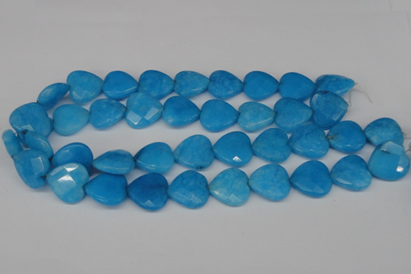 CCN361 15.5 inches 20*20mm faceted heart candy jade beads wholesale