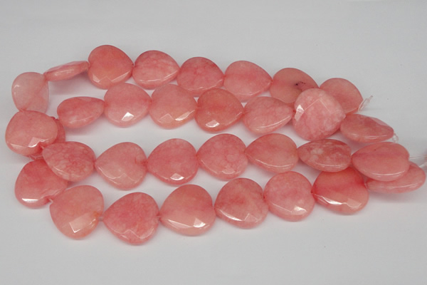 CCN372 15.5 inches 25*25mm faceted heart candy jade beads wholesale