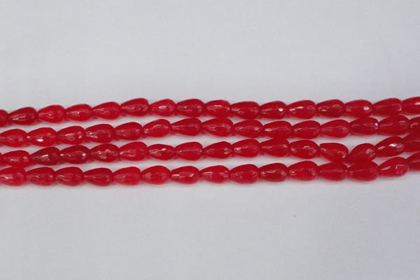 CCN3778 15.5 inches 8*12mm faceted teardrop candy jade beads