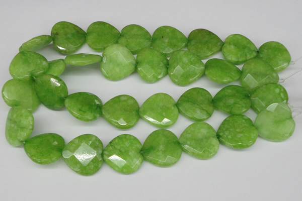 CCN378 15.5 inches 25*25mm faceted heart candy jade beads wholesale