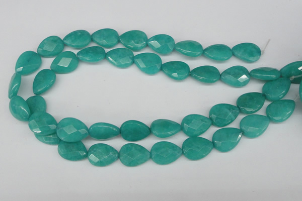 CCN385 15.5 inches 15*20mm faceted flat teardrop candy jade beads