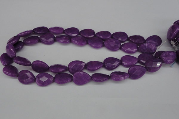 CCN390 15.5 inches 15*20mm faceted flat teardrop candy jade beads