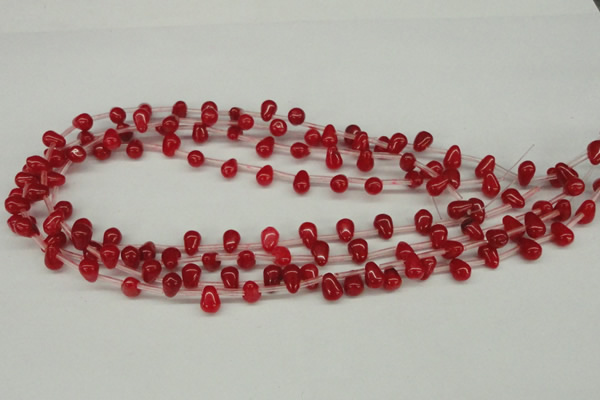 CCN437 15.5 inches Top-drilled 6*9mm teardrop candy jade beads