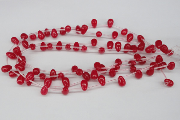 CCN452 15.5 inches Top-drilled 8*12mm teardrop candy jade beads