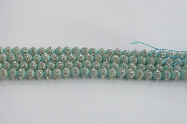 CCN4610 15.5 inches 6mm round candy jade with rhinestone beads