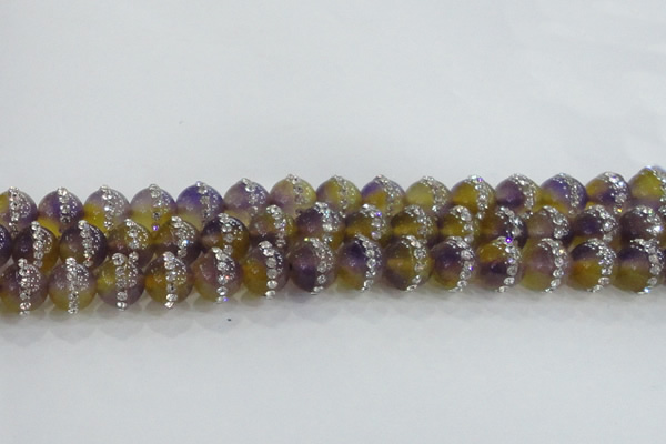 CCN4627 15.5 inches 10mm round candy jade with rhinestone beads