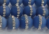 CCN4642 15.5 inches 10mm round matte candy jade with rhinestone beads
