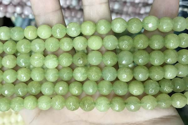 CCN5670 15 inches 8mm faceted round candy jade beads