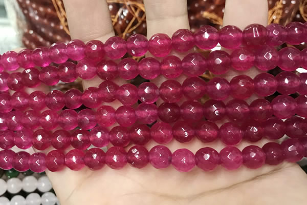 CCN5731 15 inches 8mm faceted round candy jade beads