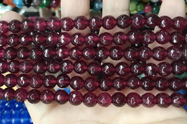 CCN5733 15 inches 8mm faceted round candy jade beads