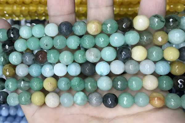 CCN5741 15 inches 8mm faceted round candy jade beads