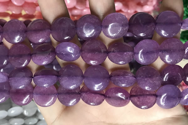 CCN5874 15 inches 15mm flat round candy jade beads Wholesale