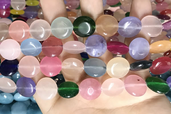 CCN5911 15 inches 15mm flat round candy jade beads Wholesale