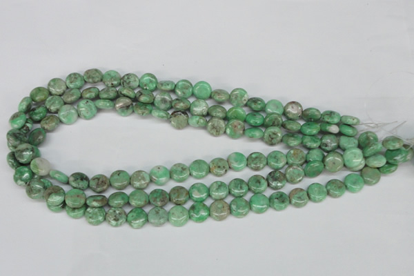 CCO110 15.5 inches 10mm flat round dyed natural chrysotine beads
