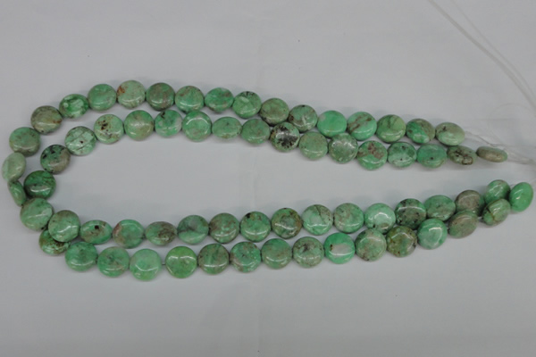 CCO111 15.5 inches 12mm flat round dyed natural chrysotine beads