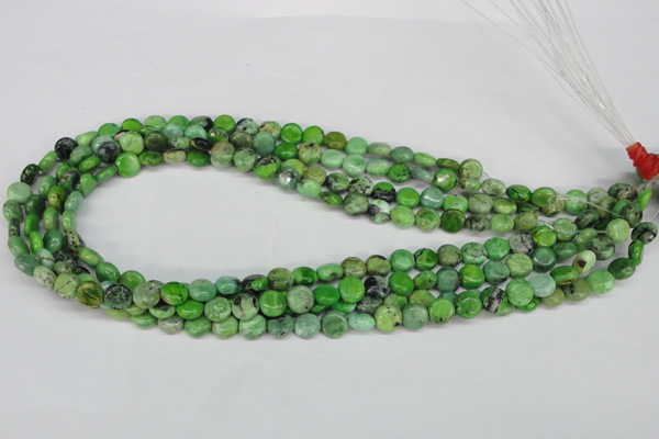 CCO130 15.5 inches 8mm flat round dyed natural chrysotine beads