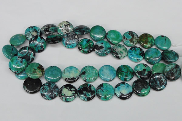 CCO154 15.5 inches 20mm flat round dyed natural chrysotine beads