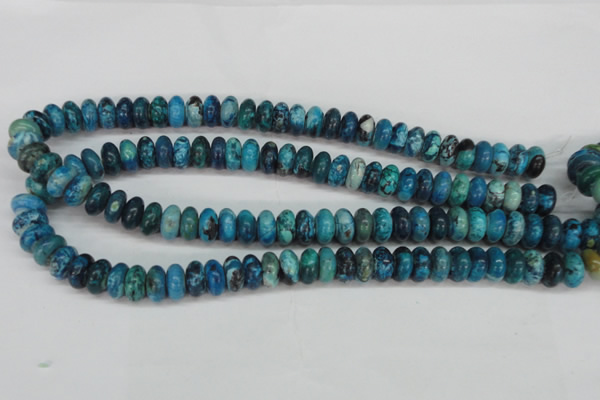 CCO172 15.5 inches 6*12mm rondelle dyed natural chrysotine beads