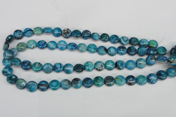 CCO175 15.5 inches 12mm flat round dyed natural chrysotine beads