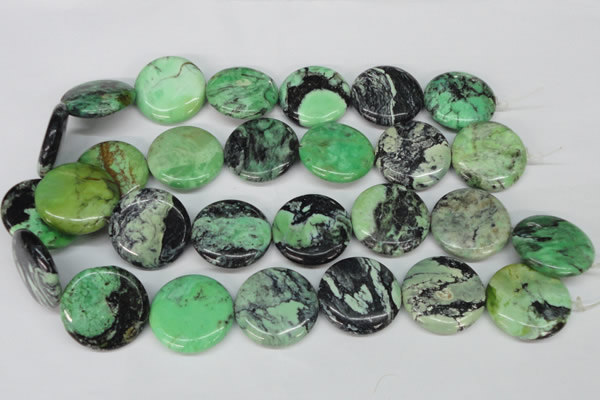 CCO35 15.5 inches 30mm flat round natural chrysotine beads